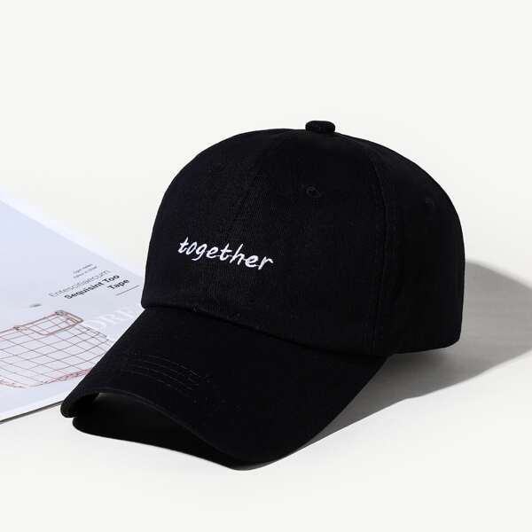 

Letter Embroidered Baseball Cap, Black