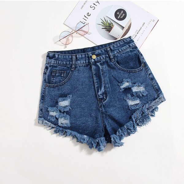 

Raw Hem Denim Shorts, Medium wash