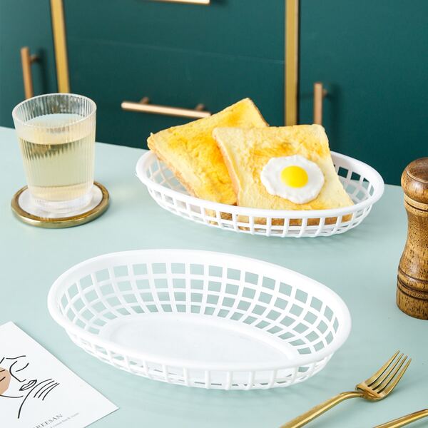 

2pcs Plastic Snack Tray, White