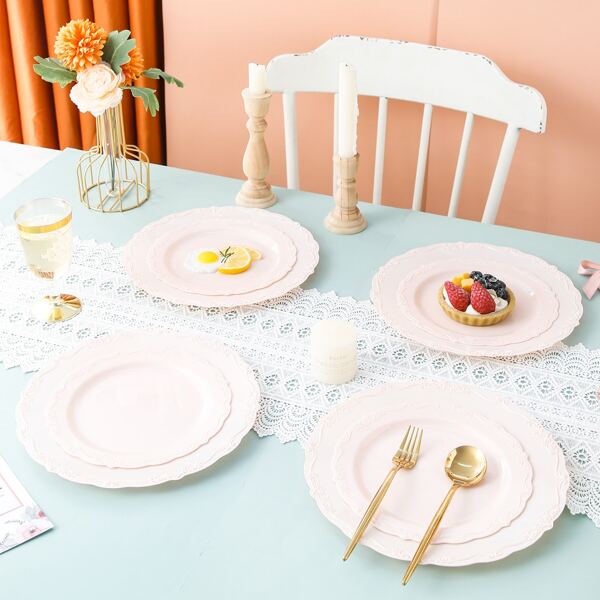 

2pcs Plastic Snack Plate, Pink