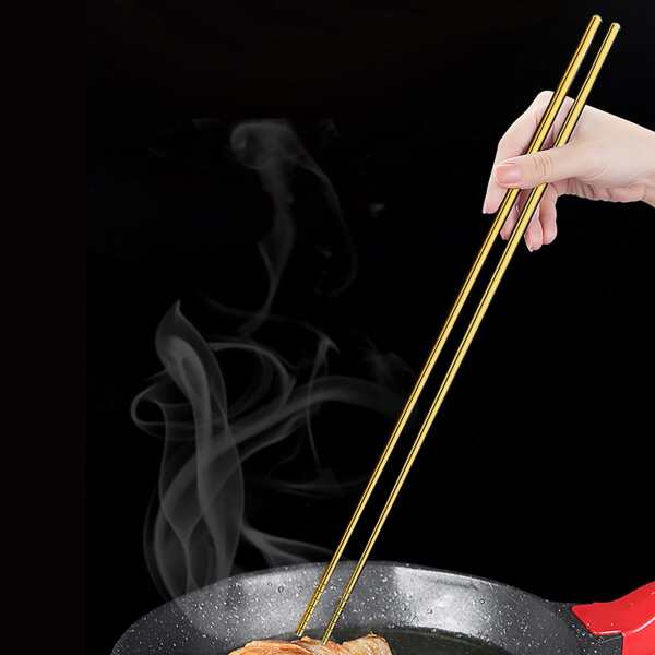 

2pairs Stainless Steel Chopsticks, Gold