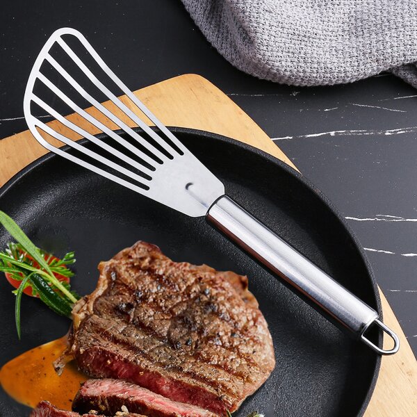 

1pc Stainless Steel Steak Frying Spatula, Silver
