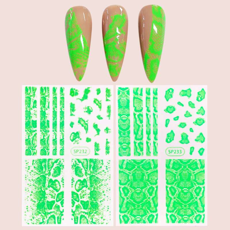 

2sheets Snakeskin Nail Art Sticker, Green