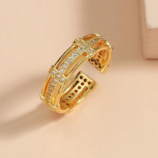 

18K Gold Plated Zircon Decor Cuff Ring