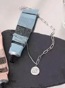 DAZY Disc Charm Necklace - Silver - View 2