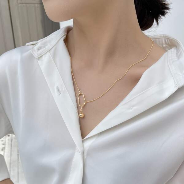 

Round Ball Charm Necklace, Gold