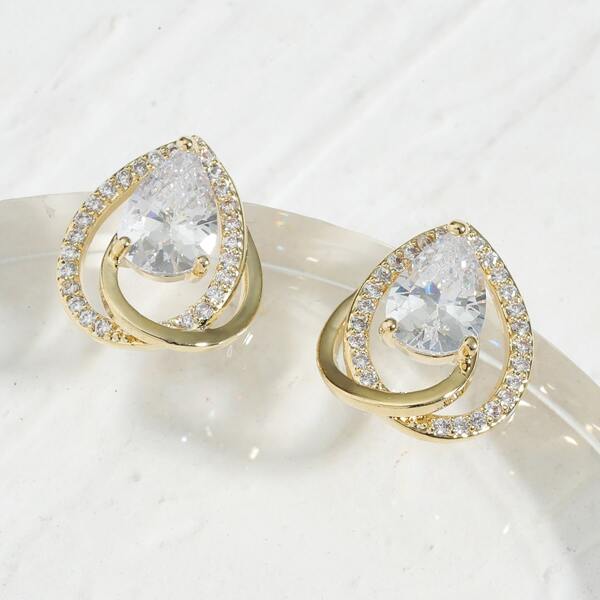 

14K Gold Plated Zircon Stud Earrings