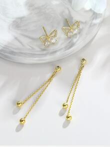 Butterfly Decor Earring Jackets - Yellow Gold - View 3