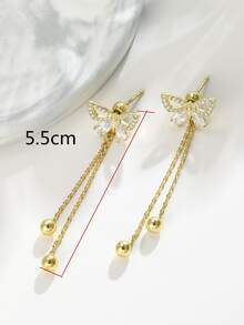 Butterfly Decor Earring Jackets - Yellow Gold - View 5