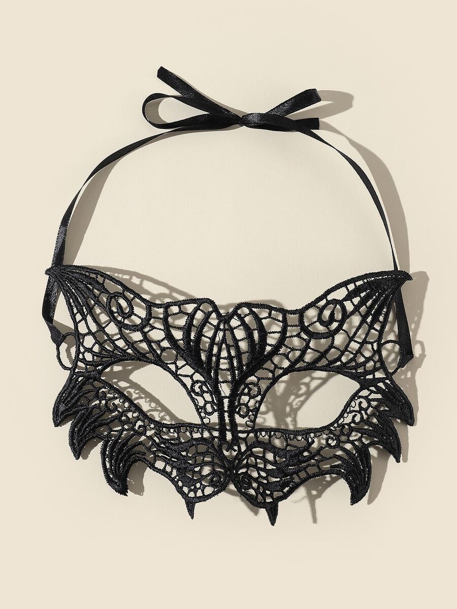 1入組化妝舞會蕾絲眼罩 - 黑色 - 查看 1