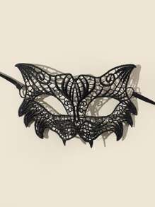 1入組化妝舞會蕾絲眼罩 - 黑色 - 查看 2