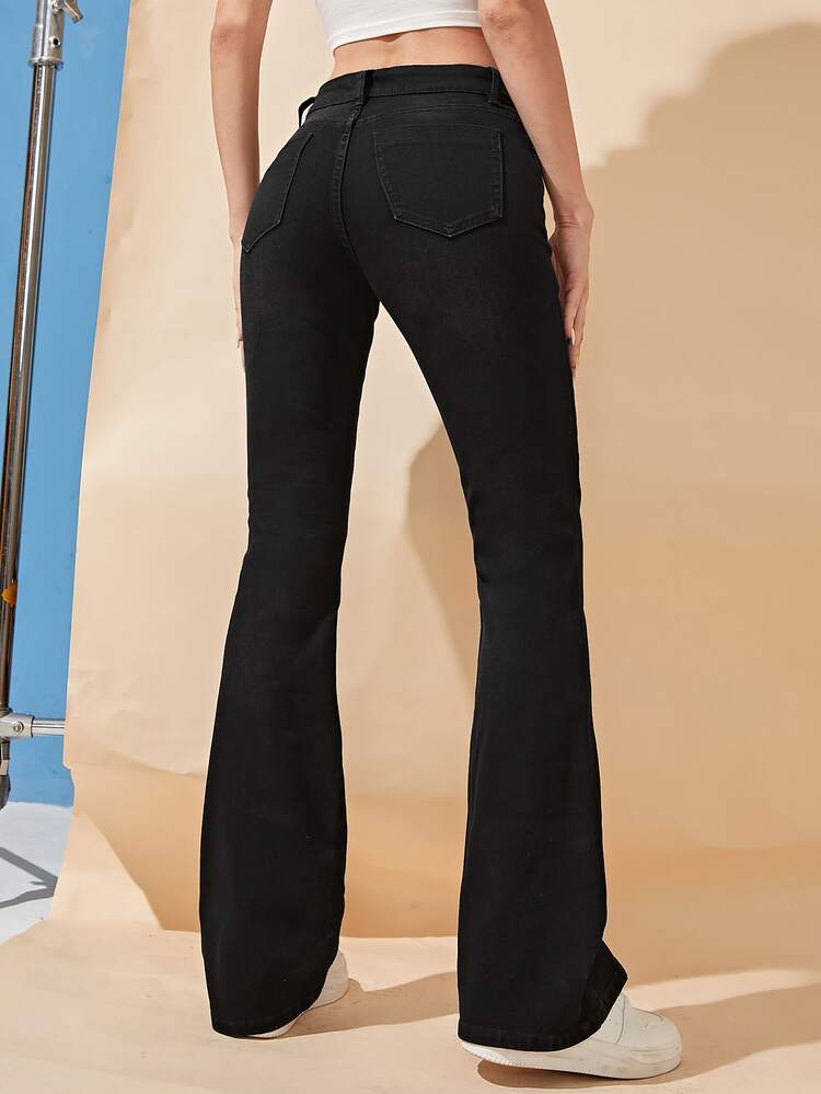 SHEIN Frenchy Jeans de pierna amplia con lavado - Negro - Añade 2