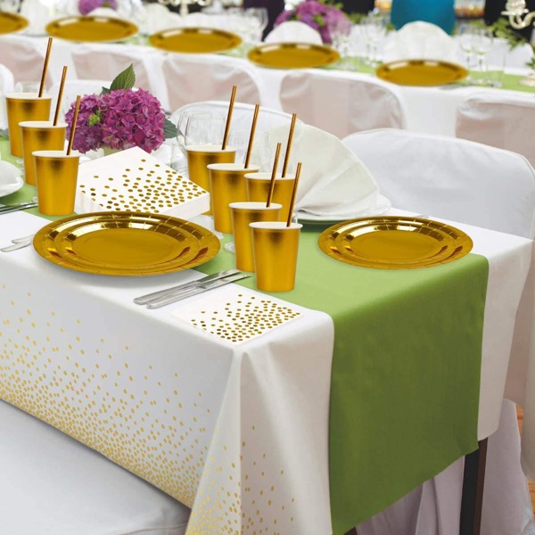 

50pcs Party Disposable Tableware Set, Gold