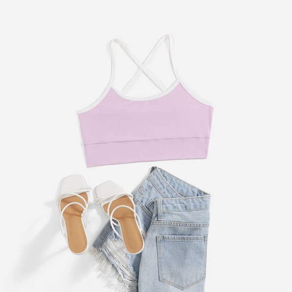 

Crisscross Back Ringer Cami Top, Purple