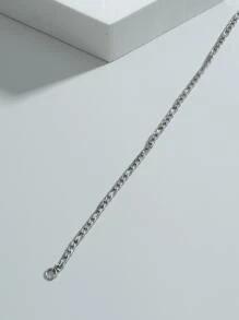 1入組男士不銹鋼極簡手環 - 銀色 - 查看 2