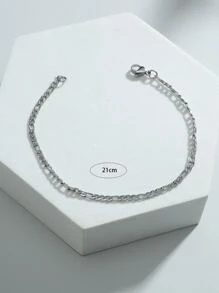 1入組男士不銹鋼極簡手環 - 銀色 - 查看 3