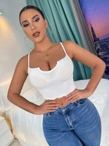 بلايز بحمالات عارية الذراعين الصاف جذابة - أبيض - مشاهدة 3