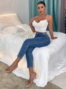 بلايز بحمالات عارية الذراعين الصاف جذابة - أبيض - مشاهدة 4