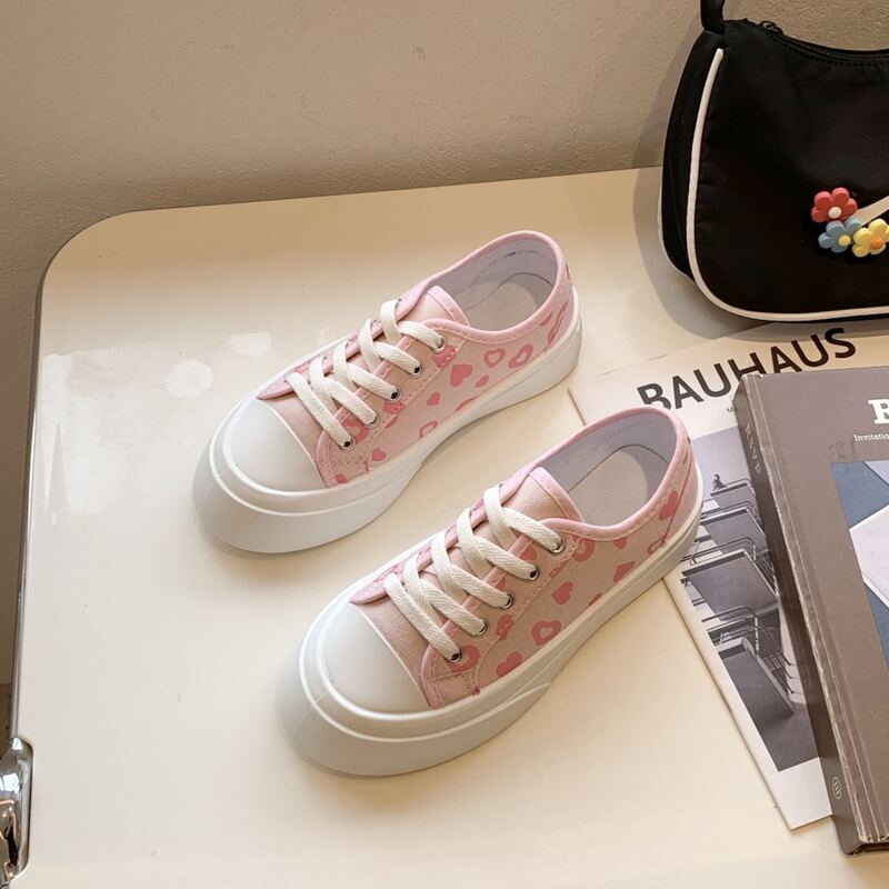 

Lace-up Front Leopard Print Canvas Shoes, Pink