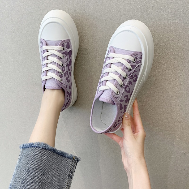 

Leopard Graphic Canvas Shoes, Purple