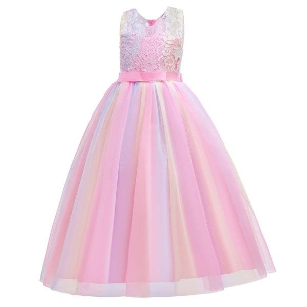 

Girls Lace Bodice Ombre Mesh Hem Gown Dress, Multicolor
