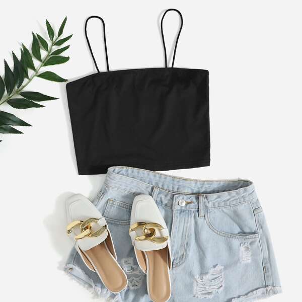 

Solid Cami Top, Black