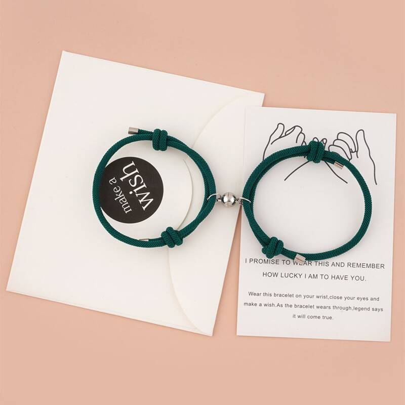 

2pcs Magnetic Rope Bracelet, Green