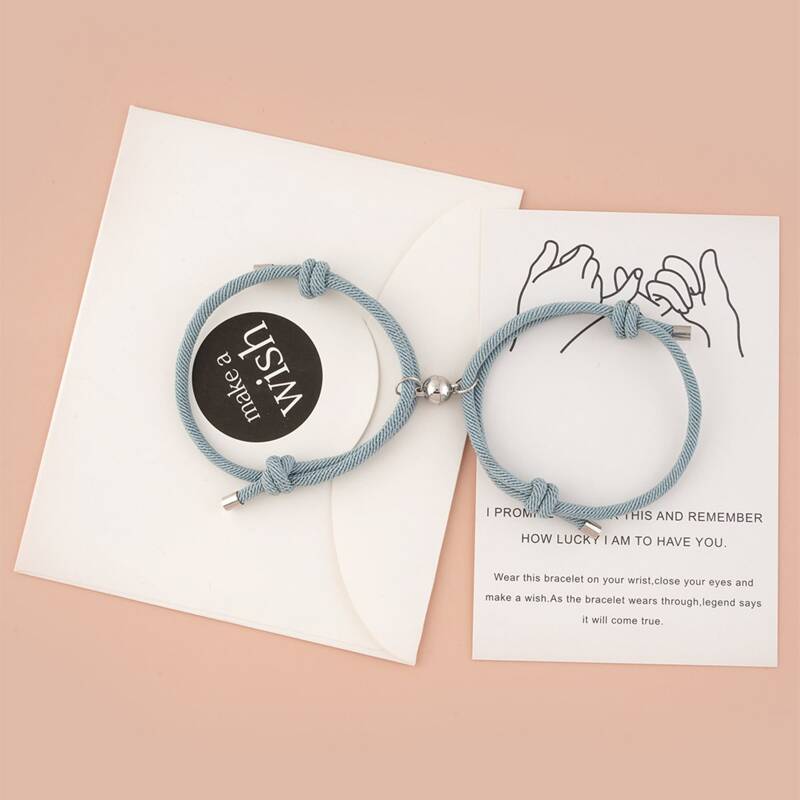 

2pcs Knot Couple Rope Bracelet, Grey