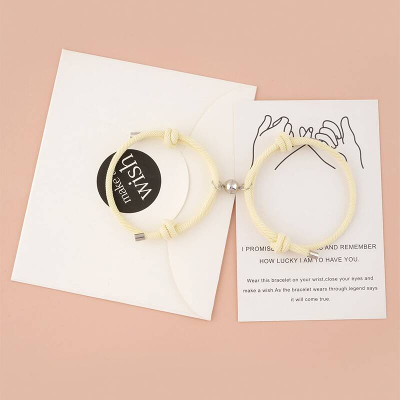 

2pcs Magnetic Rope Bracelet, Beige