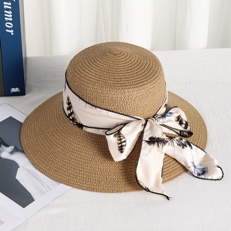 

Bow Decor Straw Hat, Khaki