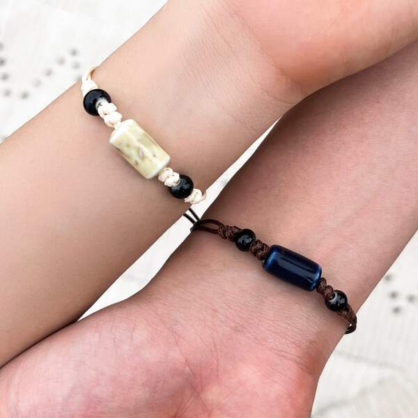 

2pcs Couple Minimalist Bracelet, Multicolor