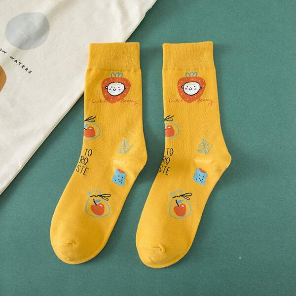 

Animal Print Crew Socks, Orange