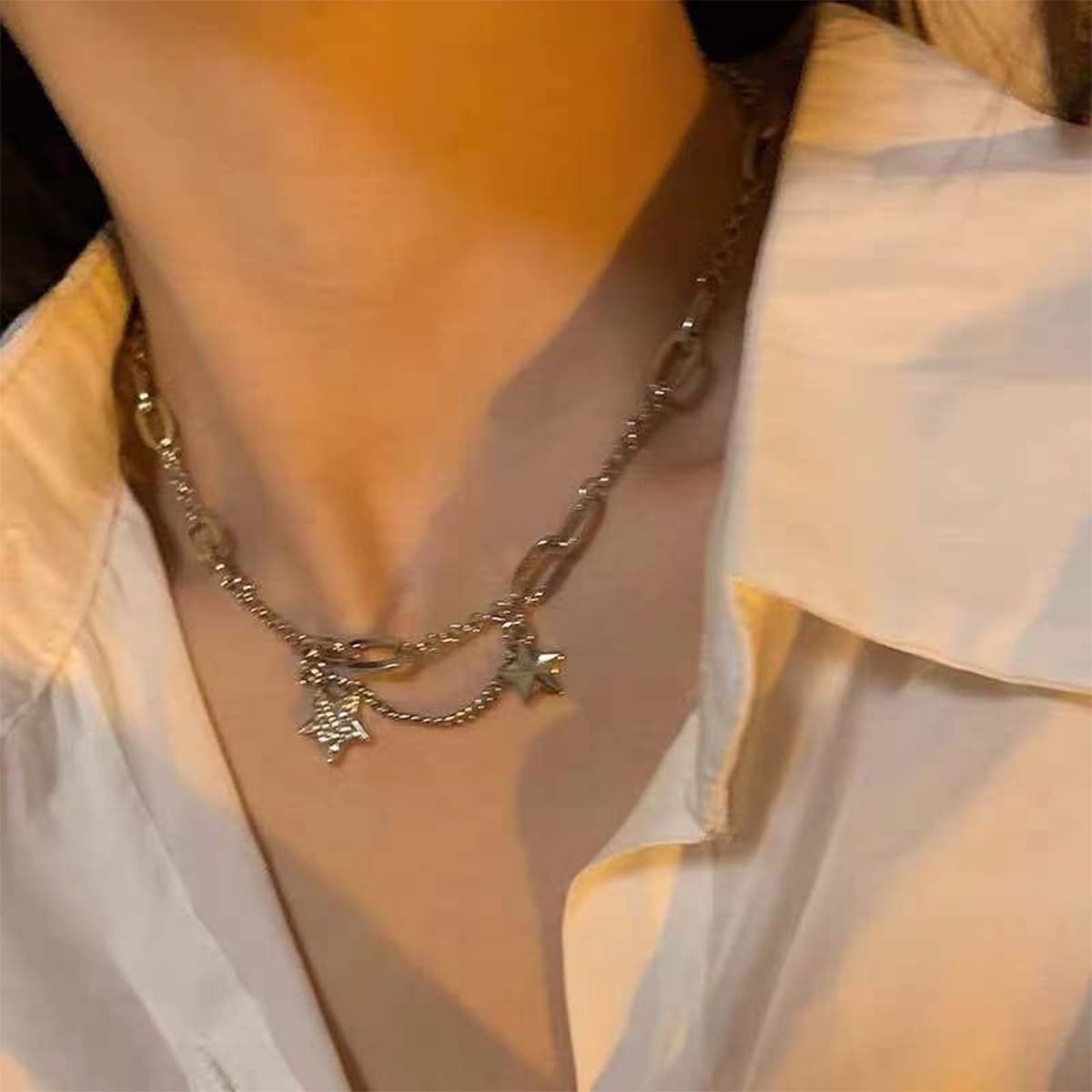 

Star Charm Chain Necklace, Silver