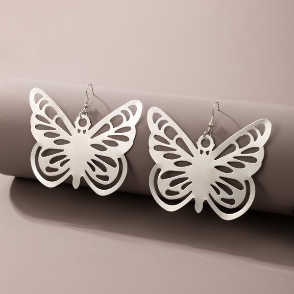 

Butterfly Drop Earrings, Silver