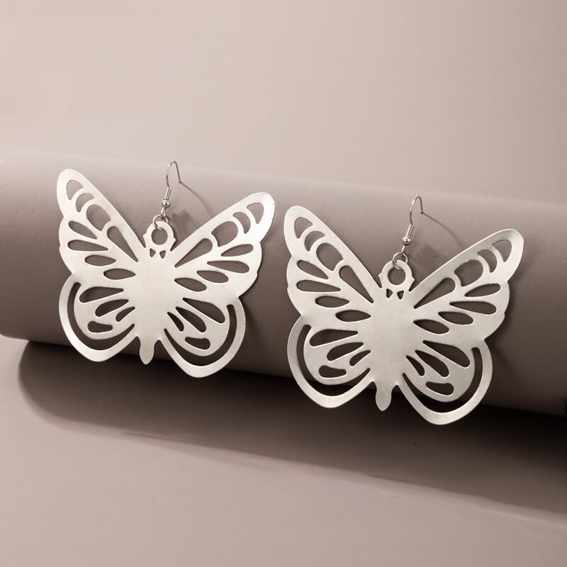 

Hollow Out Butterfly Drop Earrings, Silver