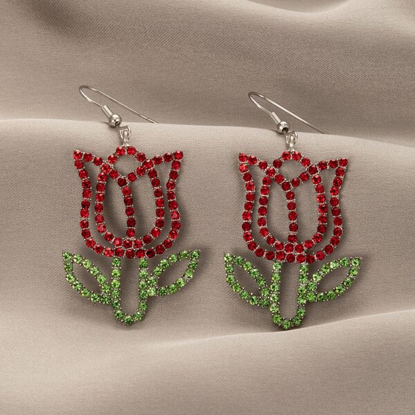 

Rhinestone Decor Flower Drop Earrings, Multicolor