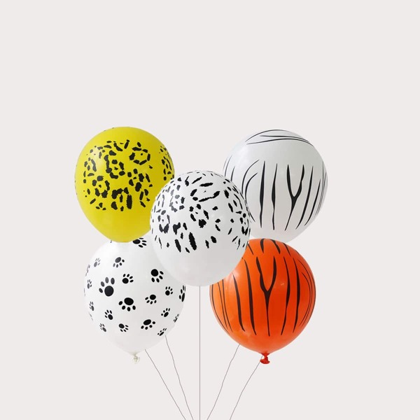 

5pcs Animal Pattern Balloon, Multicolor