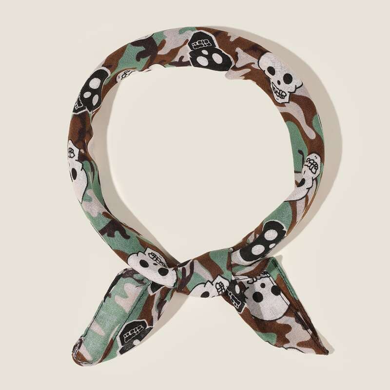 

Skull Print Bandana, Multicolor