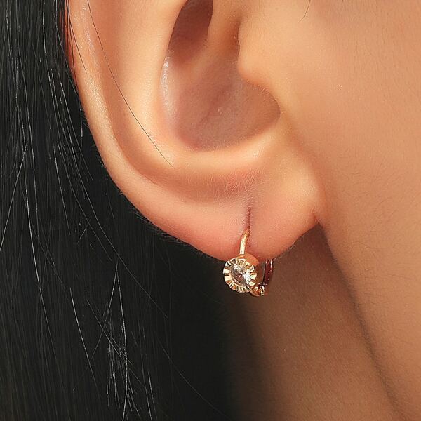 

18K Gold Plated Zircon Decor Hoop Earrings