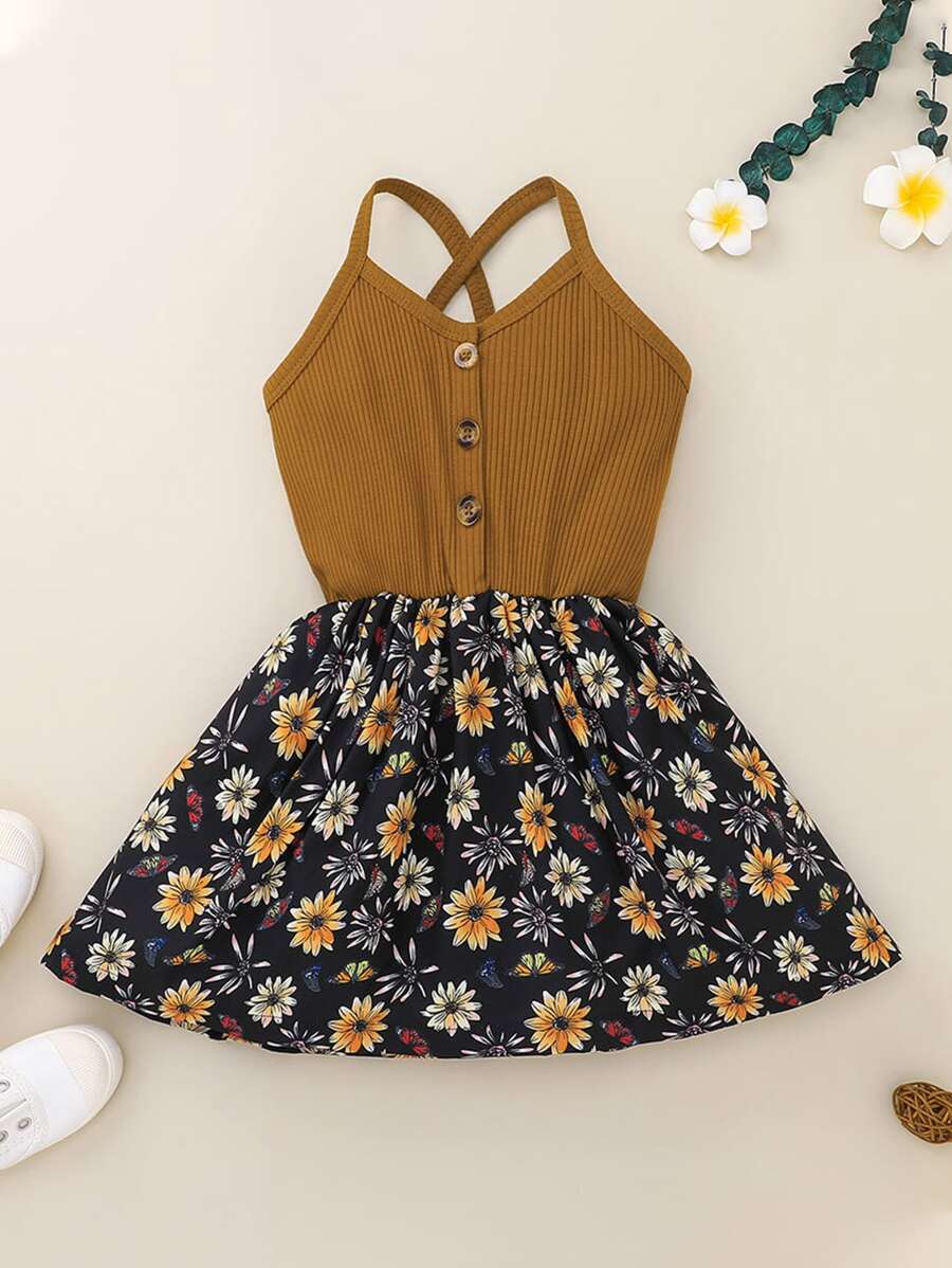 Đầm bé gái Nút Hội Chữ thập Hoa Boho - Nhiều màu - Xem 1