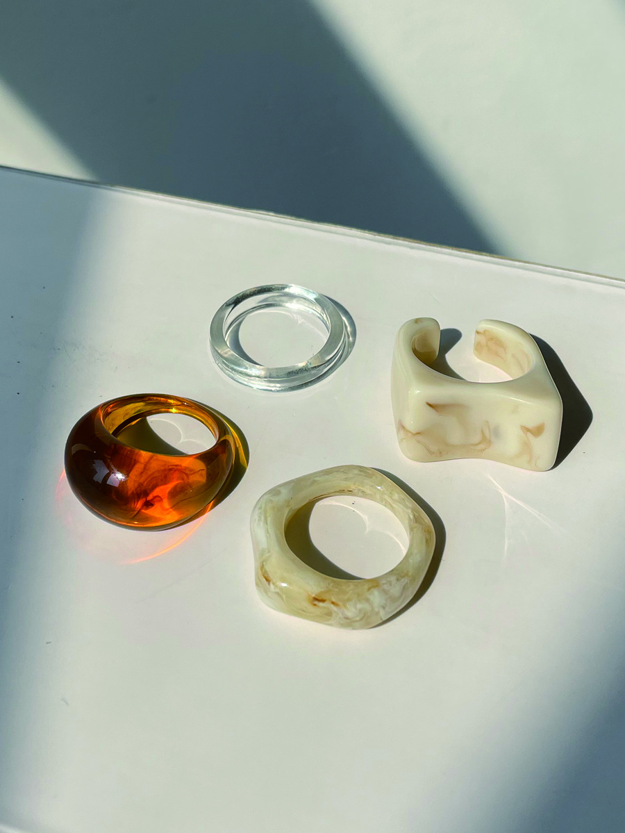 4 piezas aro grueso transparente - Marrón - Ver 1