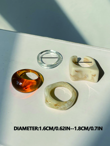 4 piezas aro grueso transparente - Marrón - Ver 3