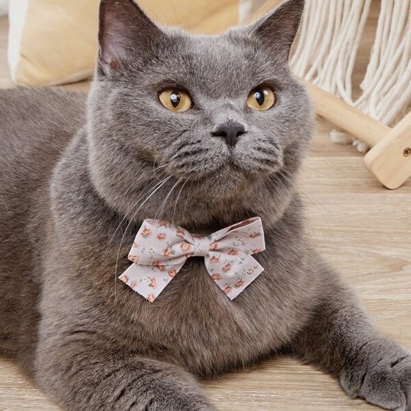 

Flower Print Pet Bow, Pink