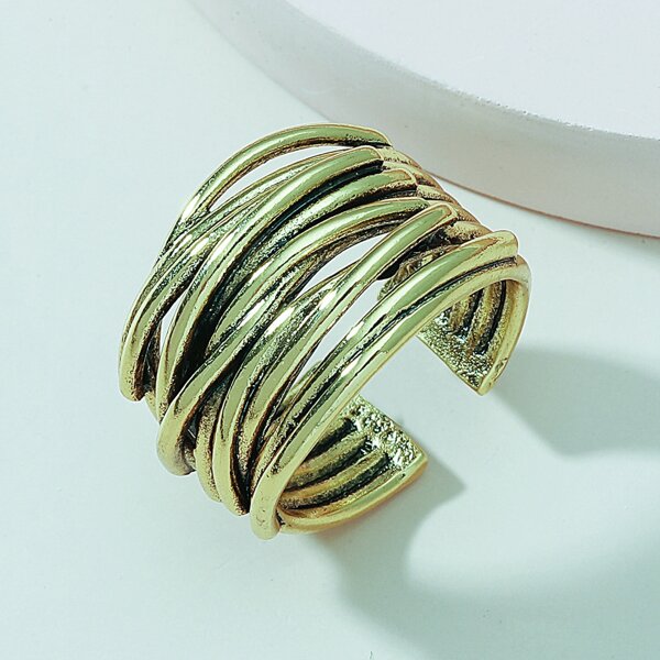 

Men Wide Cuff Ring, Gold