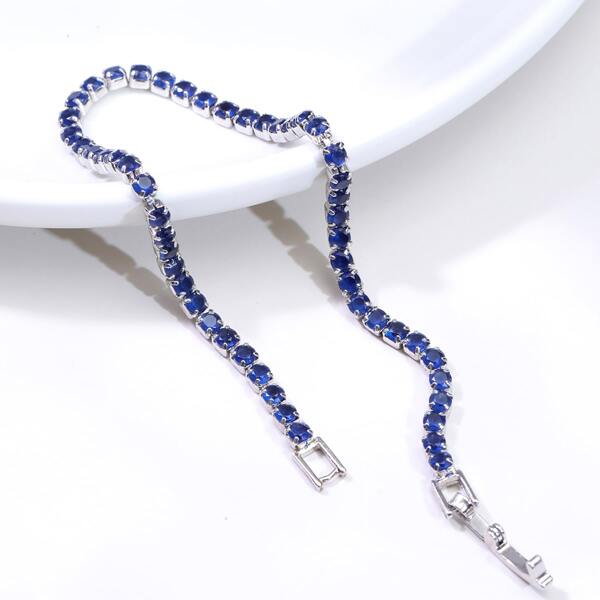 

Gold Plated Zircon Decor Bracelet, Blue