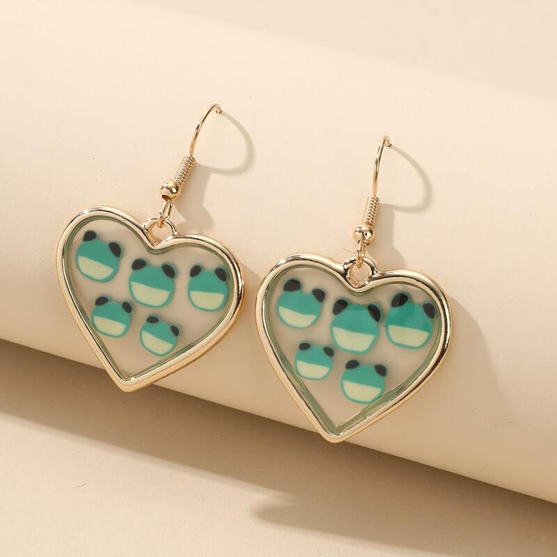 

Heart Drop Earrings, Green
