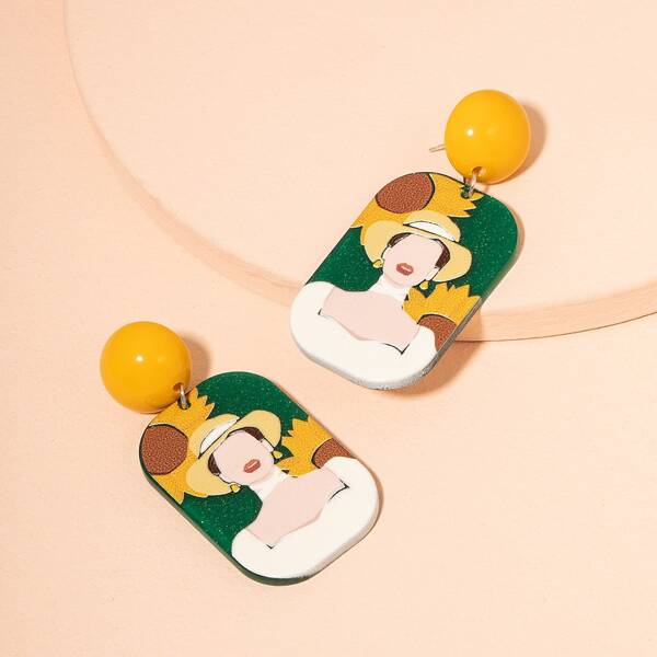 

Figure Graphic Geometric Drop Earrings, Multicolor