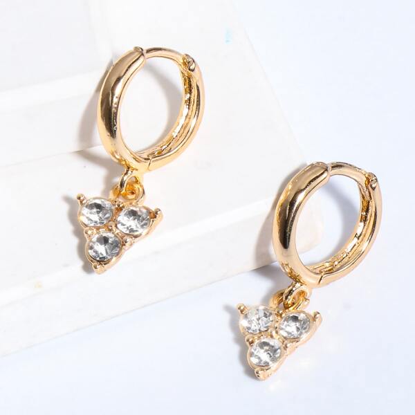 

Rhinestone Decor Drop Earrings, Gold