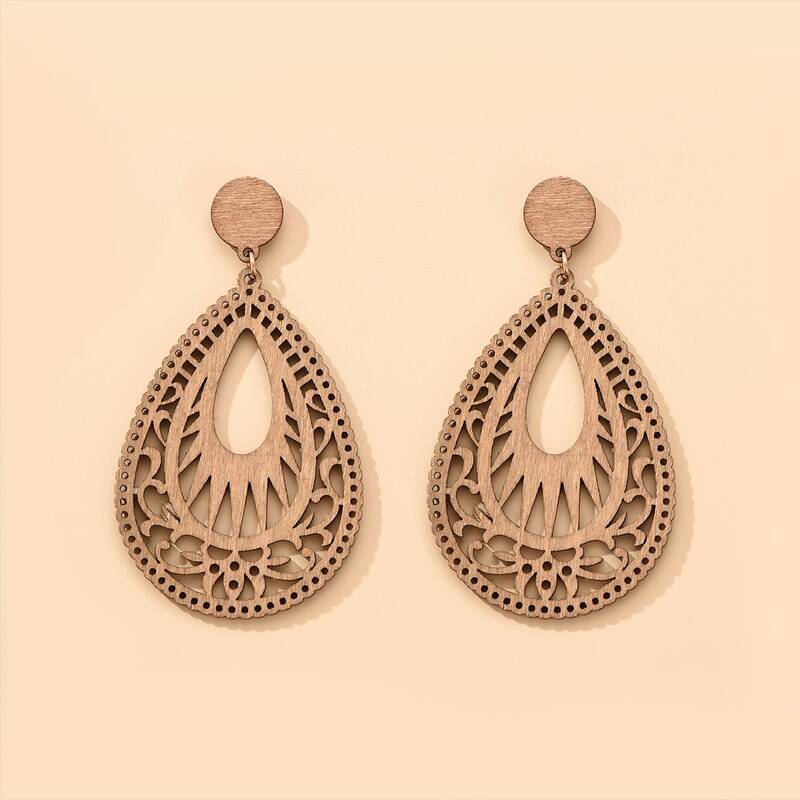 

Hollow Out Drop Earrings, Khaki