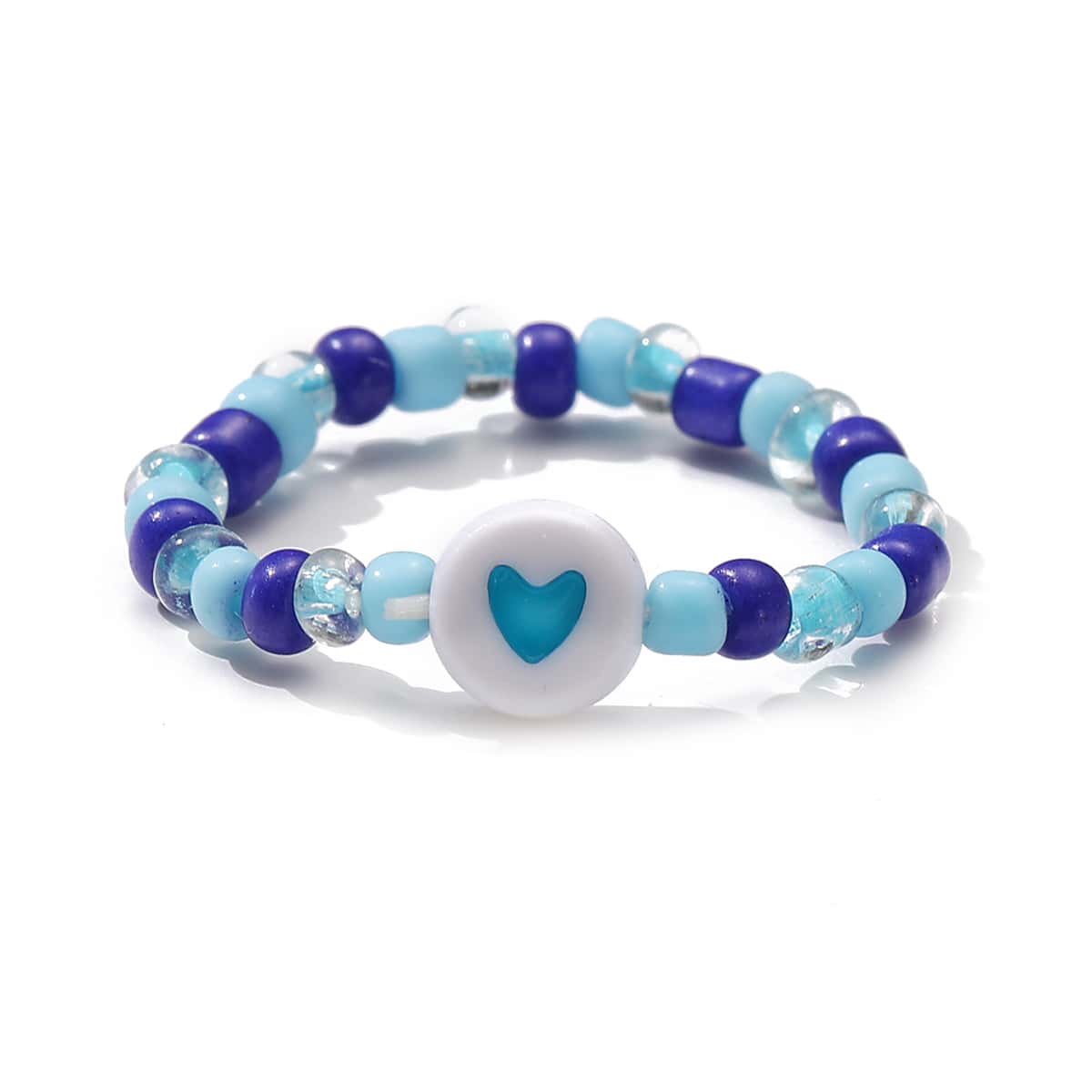 

Heart Pattern Beaded Ring, Blue